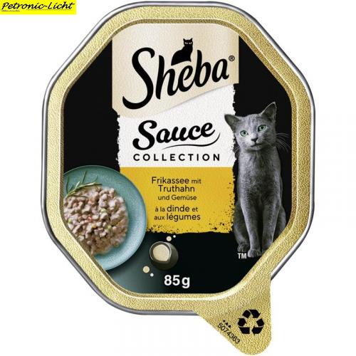 22 x Sheba Schale Sauce Collection Frikassee Truthahn & Gemse 85g