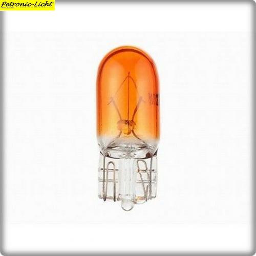2 Stück Glassockelbirne Glassockel WY5W W2,1x9,5d 12 Volt - Technologie: orange/amber - Stromstärke: 5 Watt