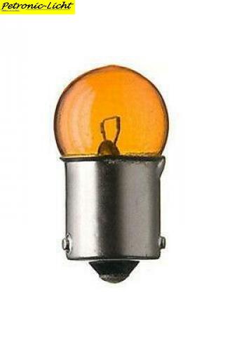 Kugellampe-Birnen 12V 5W Gelb Amber  (Sockel:BA15s); von Spahn